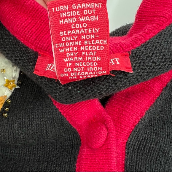 Vintage 90s Merry & Bright Christmas Tree V-Neck Cardigan S - Picture 8 of 8